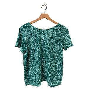 Abercrombie & Fitch Green and White Floral Print Relaxed Fit Blouse Size Small
